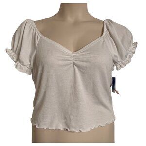 Abound Nordstrom's White Gauze Cropped Top Size XL Lettuce Raw Hems NWT